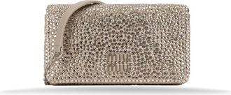 Miu Miu Dames Schoudertas Strass Versierde Magnetische Sluiting - Dames - Schoudertassen - Beige - ONE Size - Satijn - Tassen