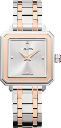 Balmain Eirini Square Two-Tone Bracelet Watch, 26mm in Two Tone Steel Rose at Nordstrom