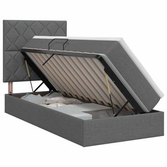 vidaXL Cama Con Almacenamiento Y Colch&oacute;n Gris Oscuro 100 X 200 Cm Tela Vidaxl