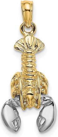 Diamond2Deal 10k Yellow Gold Rhodium 2-D Moveable Lobster Charm Pendant