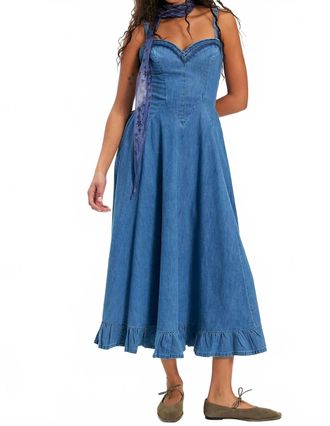 Free People Another Season Denim Midi Dress In Boardwalk Blue