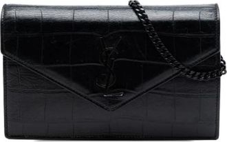 Saint Laurent Pre-owned Wallet on Chain - Dames - Vintage Schoudertas - Zwart - ONE Size - Leer - Vintage