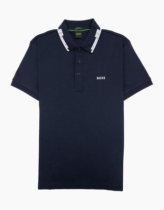 HUGO BOSS Mens Hugo Boss Paule Slim Fit Laxury Cotton Polo Navy 402 - Black - Size: 36