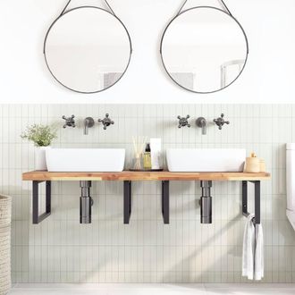 Berkfield Home Bathroom Vanity Top Untreated 120x60x4 cm Solid Wood Acacia in Brown | Size: 120 x 60 x 4 cm