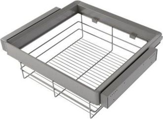 Emuca Kit De Caj&oacute;n De Alambre Y Bastidor Regulable Quartz Para Armarios, Gu&iacute;as De Cierre Suave Y Extracci&oacute;n Total, M&oacute;dulo 60cm, Acabado Titanio - Emuca