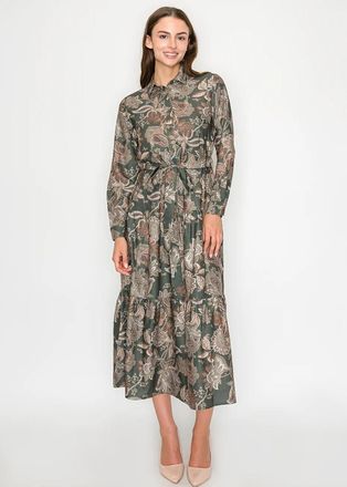 YAL New York Olive Floral Midi Dress