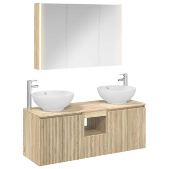 vidaXL Juego De Muebles De Ba&ntilde;o 4 Uds. Roble Sonoma Vidaxl