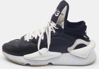 Yohji Yamamoto Black/white Leather And Fabric Kaiwa Sneakers