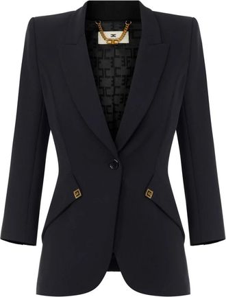 Elisabetta Franchi Enkelrijig Jasje - Dames - Blazers - Zwart - S - Satijn - Jassen