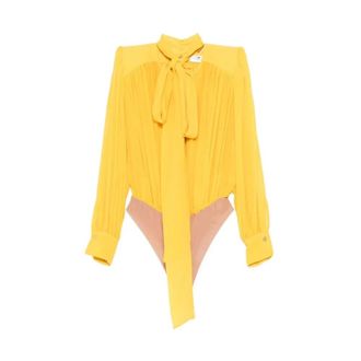 Elisabetta Franchi Body, female, Yellow, Size: L Sun Silk Bodyshirt