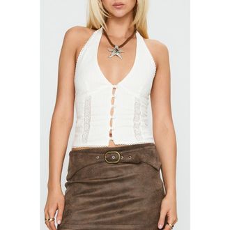 Princess Polly Vayda Halter Top in White at Nordstrom, Size 12