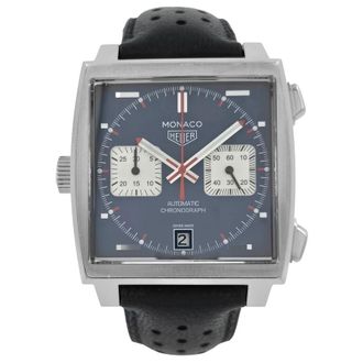 Tag Heuer Pre-owned Tag Heuer Monaco Chronograph Denim Blue Dial Mens Watch CAW211P.FC6356