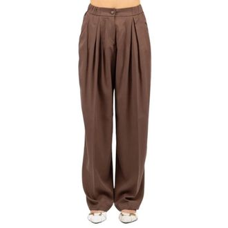 LuckyLu Wide Trousers, female, Brown, Size: 3XL Pantalone