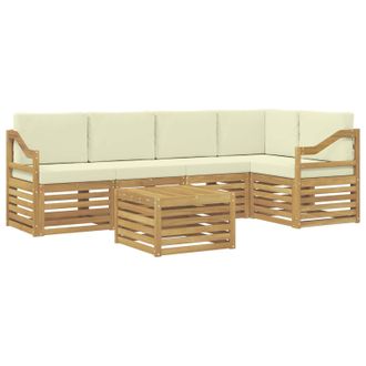 vidaXL Conjunto De Sof&aacute; Seccional Con Coj&iacute;n 6 Pcs Blanco Y Crema Vidaxl