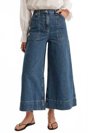 Merlette Violette Wide Leg Pant In Mid-Blue Wash