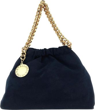Stella McCartney Clutch arricciata con dettaglio catena - - Bags - Donna - Blu - ONE SIZE