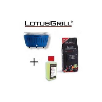 Lotus Grill Barbacoa Blu Xl Con Pilas Y Cable De Alimentaci&oacute;n Usb + 1kg De Carb&oacute;n De Haya + Gel Combustible Inodoro Para Barbacoa 200ml -lotus Grill