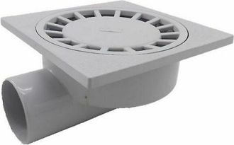 OEM Sif&oacute;n De Suelo - 200 X 200 Mm - Salida Horizontal 75 Mm - Para Duchas Y Ba&ntilde;os H&uacute;medos - Pvc Blanco - 1 Unidad