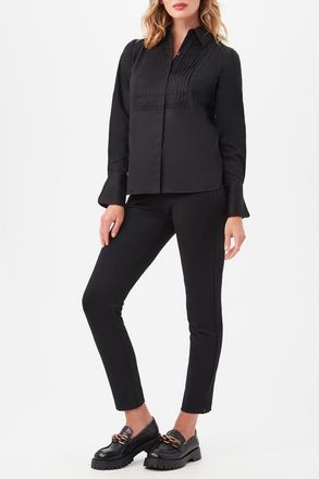 Trina Turk Delancey Tuxedo Button Up Top in Black at Nordstrom, Size Xx-Large