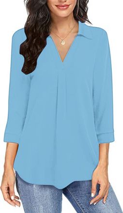 Generic 3/4 Sleeve Tops for Women UK Womens UK Womens Blouses Size 14 Ladies Sparkly Tops Floral for Women Cotton Shirts Size 24 Butterfly Light Blue