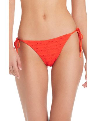 Red Carter Eyelet Tie Side Swim Bottoms