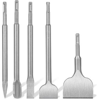 OEM Juego De Cinceles Sds Plus De 5 Piezas: Cincel Ancho, Cincel Plano, Cincel Puntiagudo Y Cincel En Forma De U Para Mamposter&iacute;a De Azulejos, Ladrillos, 