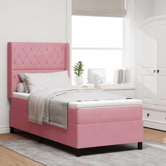 vidaXL Vidaxl - Letto A Molle Con Testiera Rosa 90 X 190 Cm Velluto