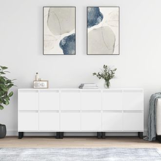 vidaXL Aparadores 3 Uds Madera Contrachapada Blanco Vidaxl