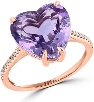 Effy 14K Rose Gold Diamond, Pink Amethyst Heart Ring in 14K Gold at Nordstrom, Size 7