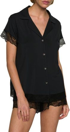 Eberjey Malou Short Pajamas in Black at Nordstrom, Size X-Large