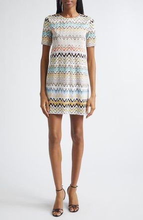 Missoni Zigzag Raschel Knit Minidress in Multicolor Beige On Light Base at Nordstrom, Size 10 Us