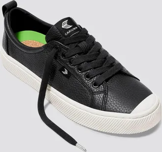 Cariuma Mens Cariuma OCA Low Sneakers Black Leather Lace Up Casual Shoes ZAP1558
