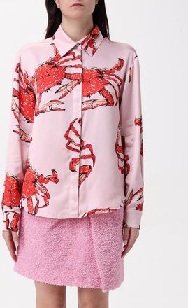 Msgm Womens Crab Print Silk Blouse - Pink - Size EU 42 (Womens)