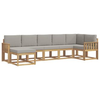 vidaXL Conjunto De Sof&aacute;s De Exterior 7 Pcs Blanco Y Gris Claro Vidaxl