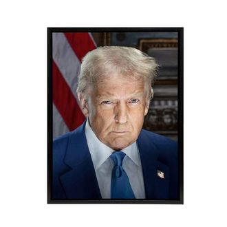 Artery8 United States 47th President Donald Trump Framed Canvas Wall Art Print in Blue | Size: W24 x H32