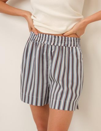 Nobody's Child Blue And Brown Striped Shorts