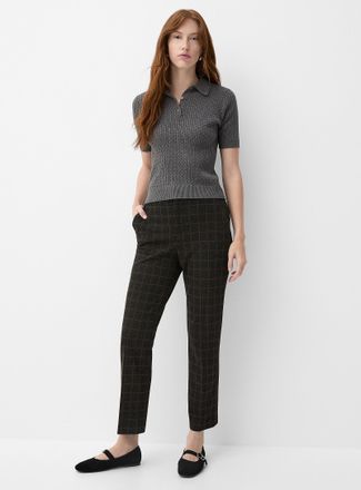 Contemporaine Womens Checkered stretch jacquard knit pant Fit: Straight leg, high rise