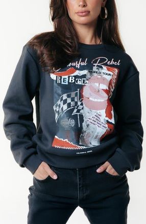 Colourful rebel Collage Relaxed Sweat in Washed Black at Nordstrom, Size X-Small Eu