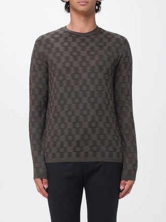 Emporio Armani Maglia girocollo in pura lana vergine con motivo jacquard