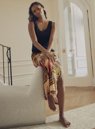 Miiyu Womens Light linen maxi skirt