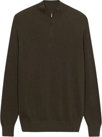 Brooks Brothers Half-Zip Engelse Rib Katoen-Cashmere Trui - Heren - Coltruien - Groen - 3XL - Katoen - Truien & Vesten