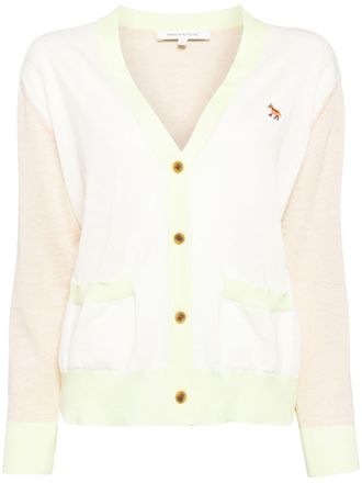Maison Kitsun&eacute; Baby Fox-embroidered wool cardigan - White