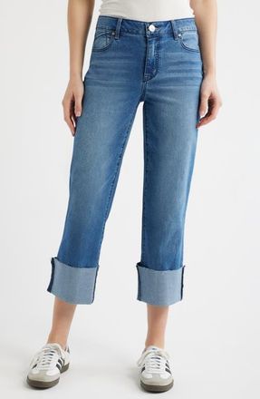 1822 Denim High Waist Cuff Straight Leg Jeans in Paola at Nordstrom, Size 26
