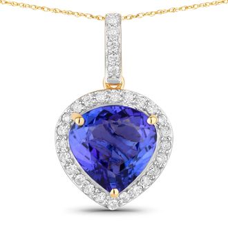 Diana M. Jewels Tanzanite ( AAA+ ) Heart Shape 9x8.90mm ( Height: 4.40mm ) - 1Pc + White Diamond F/C Round 1.20mm ( I1-I2/I color ) - 29Pcs ( J Back ) ( White Pen Rho