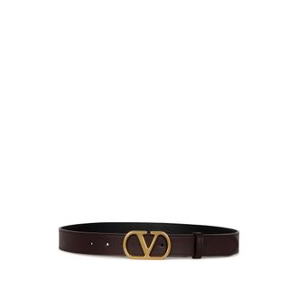 Valentino Garavani Leather V-logo Buckle Belt