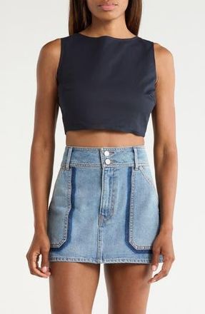 FRNCH Lola Tie Back Cotton Crop Top in Bleu Marine at Nordstrom Rack, Size X-Small