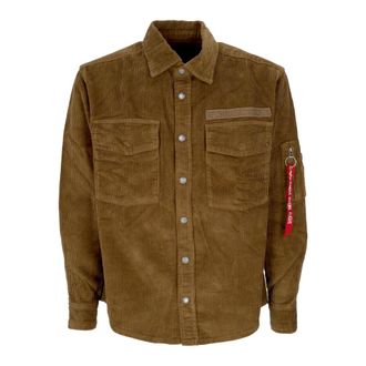 Alpha Industries Cord Overshirt Sand Overhemd met Lange Mouwen - Heren - Zomerjassen - Beige - M - Katoen - Jassen