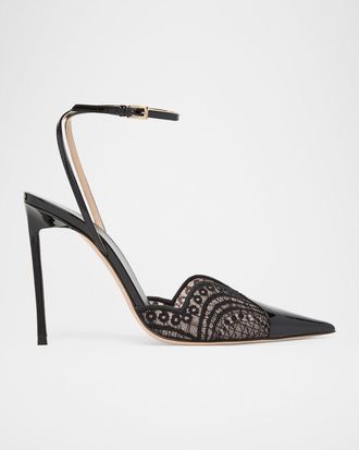 Tom Ford 85mm Lace Patent Leather Pumps