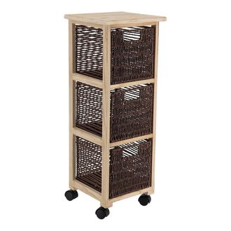 Tendance Armario Cuadrado Con Ruedas 3 Cajones Papel Pm Paulownia Estructura Mdf &Aacute;lamo - Marr&oacute;n Natural - Tendance