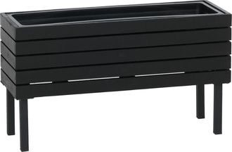 Hhg [nunca Usado] Jardinera Hhg-453, Jardinera De Exterior De Acero Color Acacia, 36 X 62 X 22 Cm, Con Certificaci&oacute;n Mvg, Negro